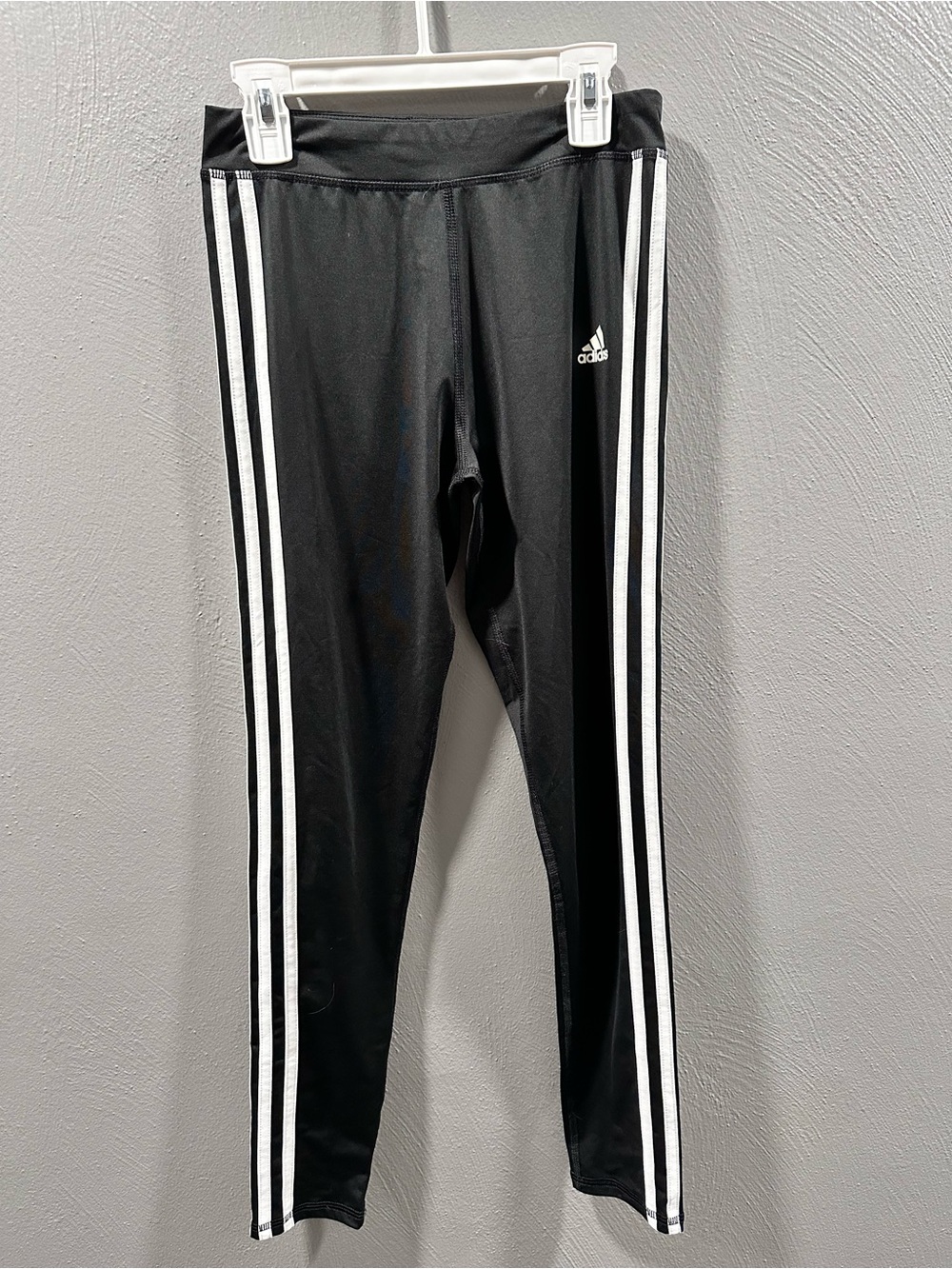 adidas Black Leggings with White Side Stripes